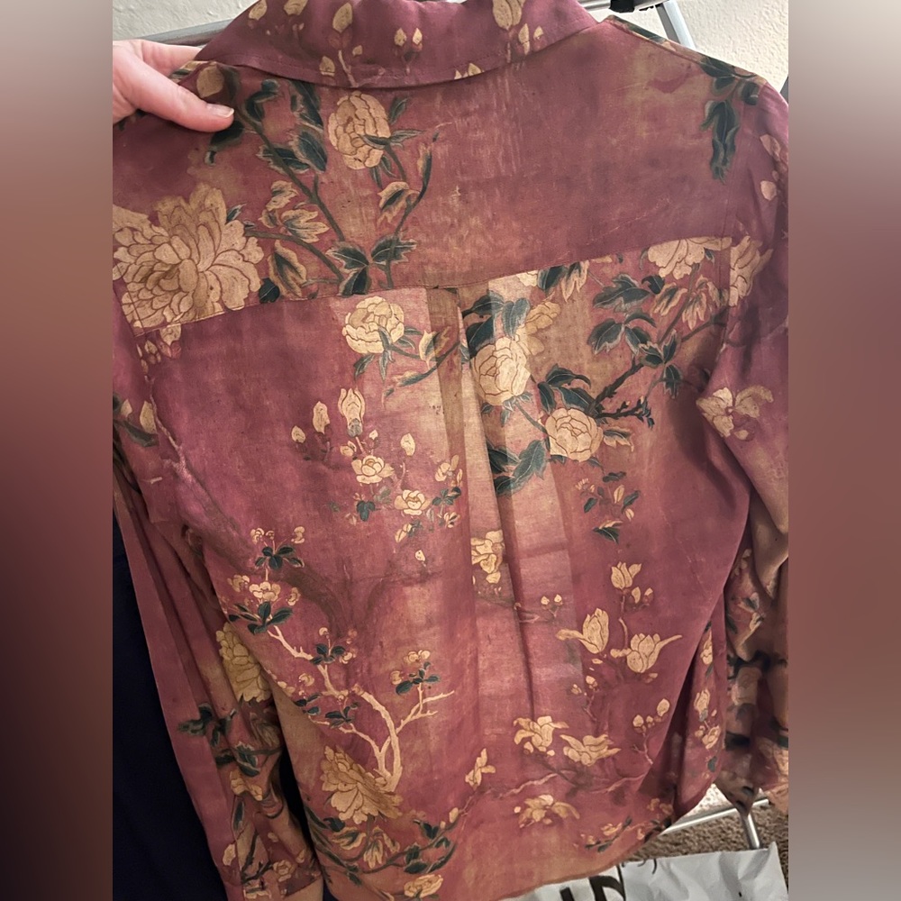 Peruvian connection floral button down blouse